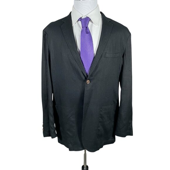 MUJI 100% Linen Blazer XL Surgeon Cuffs Unstructured Patch Pockets Lightweight
